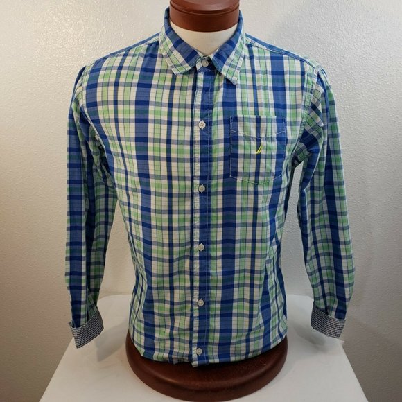 Nautica Boys Men Button Up Shirt Size 18/20 Long S - Picture 7 of 8